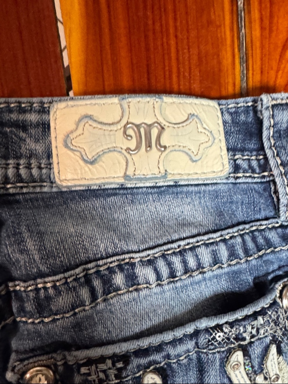 Miss Me Light Blue Washed Flare Jeans T1 - Picture 7 of 11